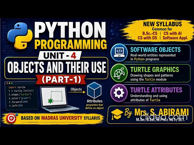 Python Unit -4 (Part-1) Objects and their use | Explained in Tamil | Madras University syllabus