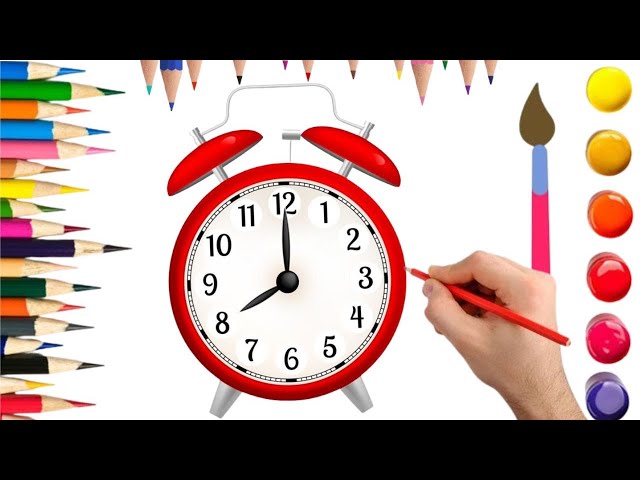 How To Draw Cute Table Clock ⏰ // Drawing, Painting & Coloring For Kids and Toddlers_🌈🎨