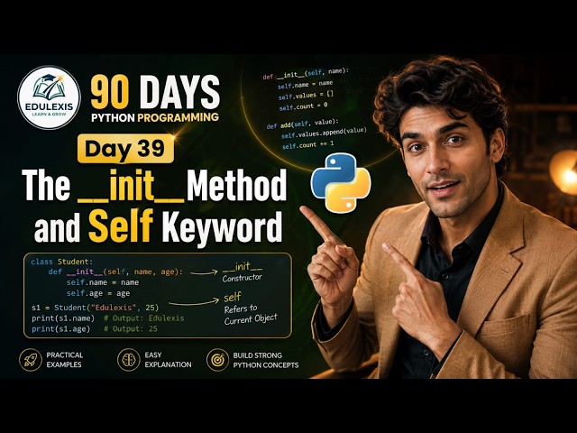 Day 39 | _init_() Method & self Keyword Explained with Examples | Edulexis