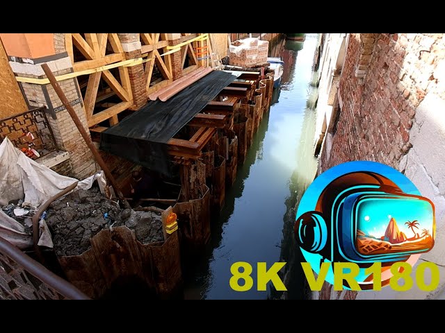 How are the houses in Venire Italy repaired underwater in a canal 8K 4K VR180 3D Travel