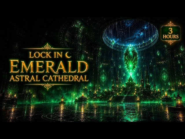 LOCK IN 🌙 Emerald Astral Cathedral for Deep Focus, Study & Coding | Sacred Indonesian Ambient Rain
