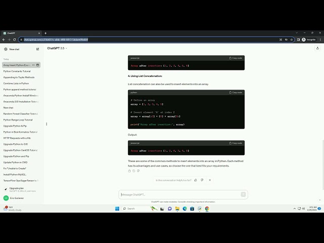 array insert python