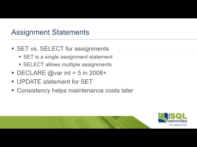 2017 07 20 10 30 TSQL Best Practices – Notes from the Field