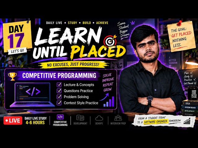 Day 17🔥 | LEARN UNTIL PLACED 🎯 | ICPC | Daily LIVE Study | Rain Sound