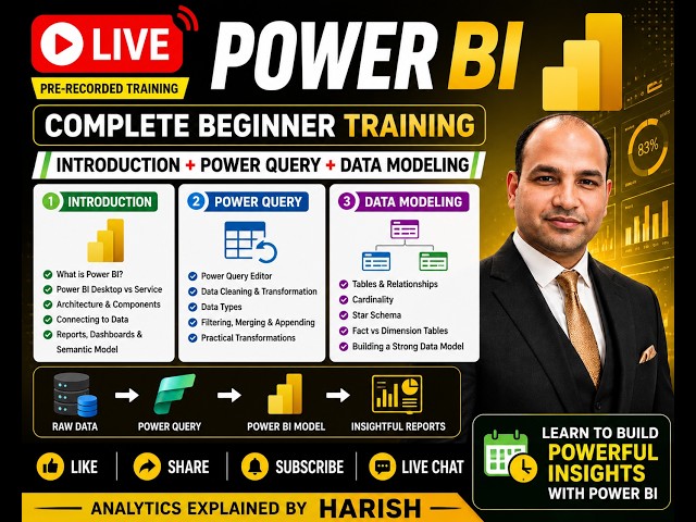 🔴 LIVE: Power BI Complete Beginner Training | Introduction, Power Query & Data Modeling