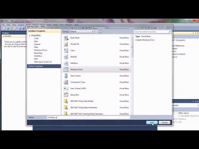XNA 4 In Visual Basic 2010 - Part 1 - Project Creation & Graphics Initialization