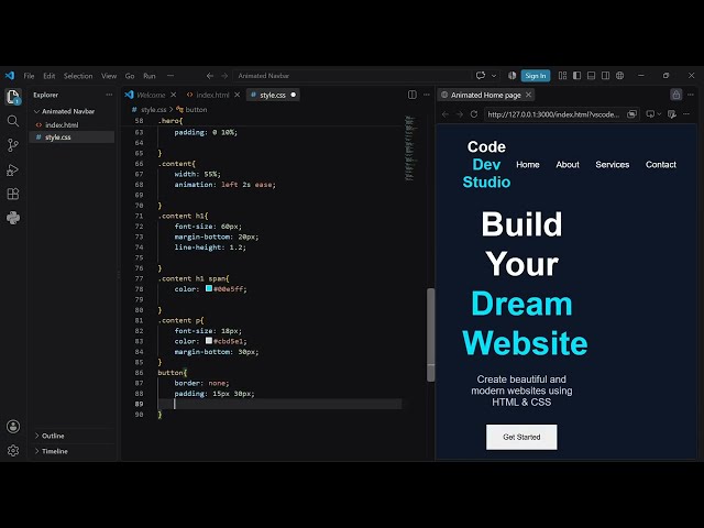 Animated Home Page Using HTML & CSS | Modern Website Design | HTML CSS Animation