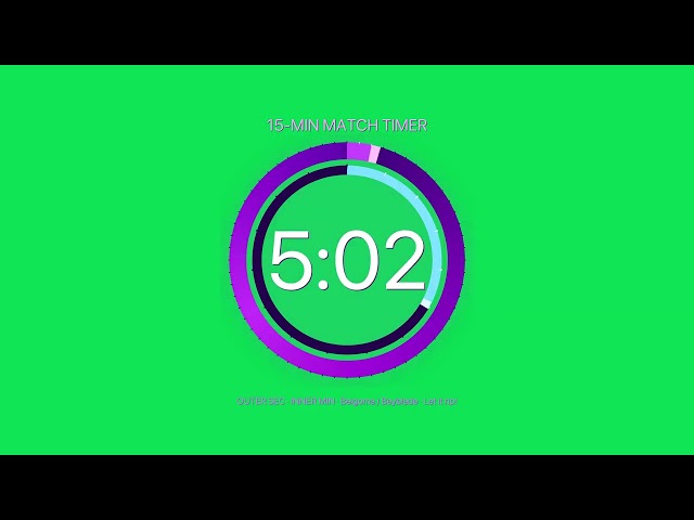 15-Min Beigoma / Beyblade Match Timer 💜 Dual Ring | Green Screen Stopwatch