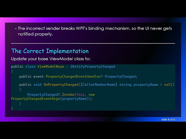 Fixing WPF UI Updates: Correcting INotifyPropertyChanged Implementation
