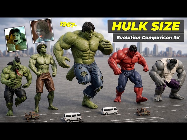 Hulk Size Evolution Comparison 3D | Hulk Size Comparison | 3D Animation