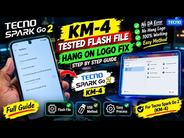 Tecno spark go 2 (km4) tested flash file hang on logo fix 