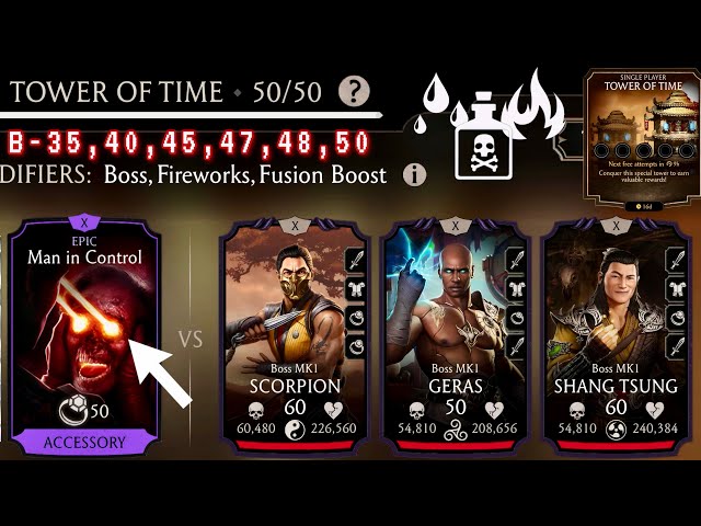 Man in Control is a Best Boss Killer Gear? - Tower of Time B-35, 40 & 50 Fight + Reward MK Mobile