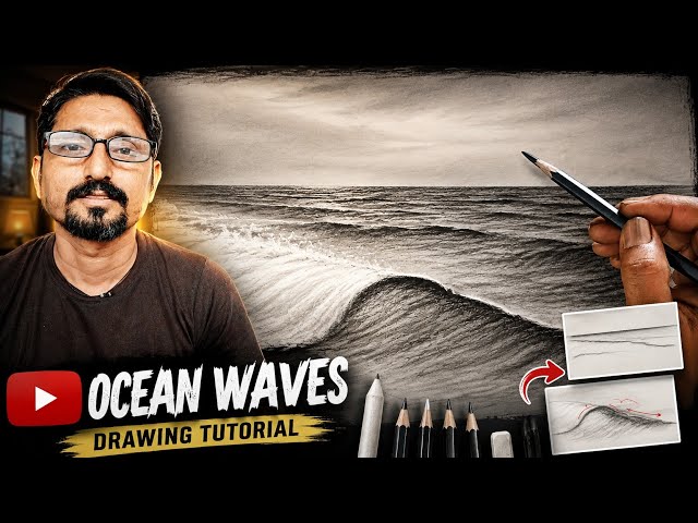 A basic drawing tutorial of ocean waves and water direction.