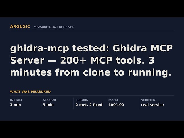 ghidra-mcp tested: Ghidra MCP Server — 200+ MCP tools. 3 minutes from clone to running.