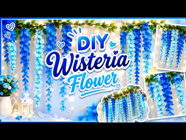 how to make wisteria flowers at home ease wall decor #diypaperflowers#wisteriaflower