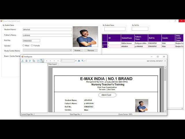 admit card generator | C# project | window application