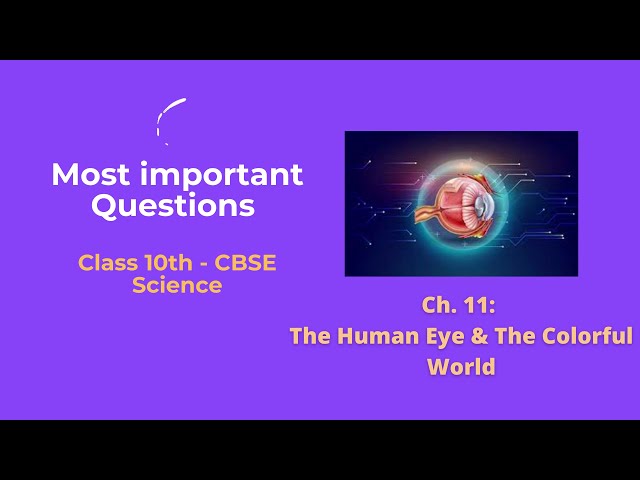 Most Important Questions | CBSE | KSEEB | Science | Class 10 | The Human Eye & The Colorful World