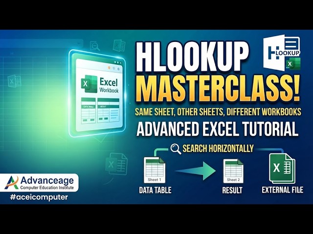 ACEICOMPUTER Excel HLOOKUP Masterclass: Same Sheet, Different Sheet & Different Workbook Data Lookup