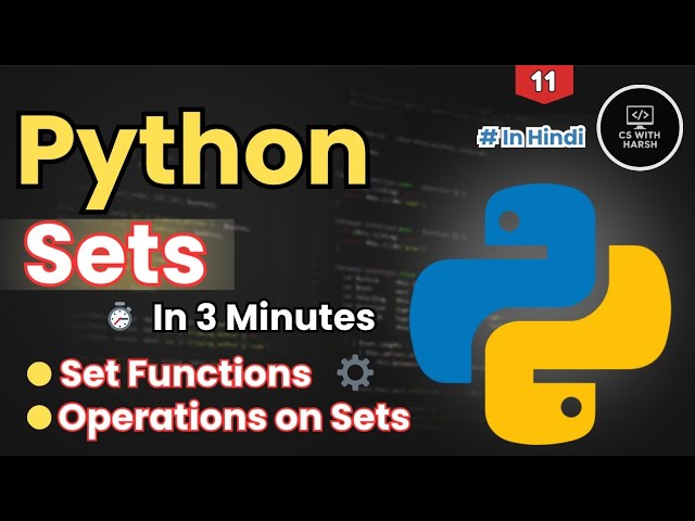 Python Sets Explained in 3 Minutes |Python Tutorial in Hindi