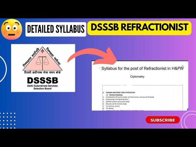 Detailed syllabus for DSSSB REFRACTIONIST 52/23 #dsssb #eto #dsssb_refractionist #optometry