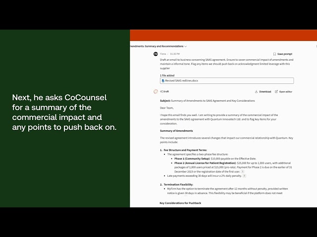 How to review SaaS agreements faster in Word™ with Thomson Reuters CoCounsel