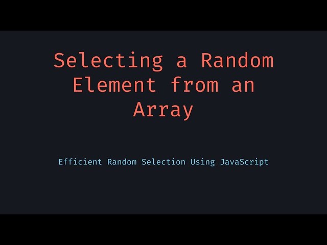 Random Element from Array