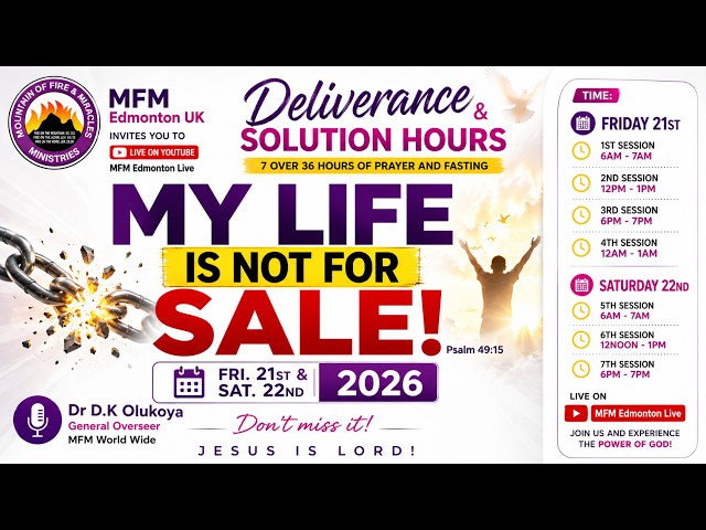 Deliverance and Solution Hour || Sat. 22nd August 2026 || Session 5 @ 6am UK Time