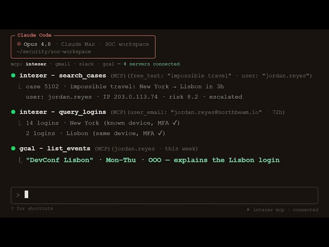 Intezer AI SOC and Claude Investigate Impossible Travel Alert