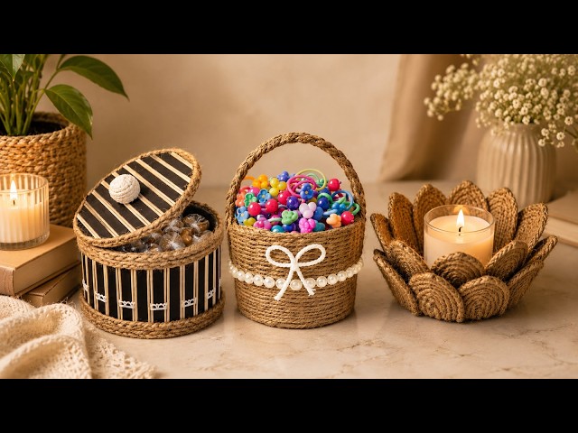 3 Different ideas of Jute Storage Basket |Diy Rope Basket |Diy Storage Organizer | Hamna Nadeem