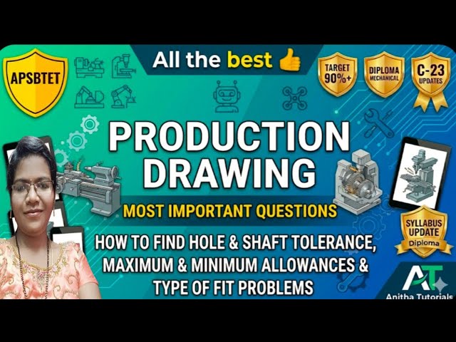 Production Drawing Most Important Questions | Hole & Shaft Tolerance Explained | Anitha Tutorials