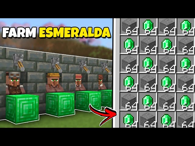FARM de ESMERALDA e PEDRA INFINITA no Minecraft Bedrock 1.21
