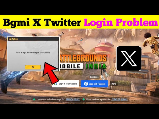 Failed To Login Try Again 9999  | Bgmi Twitter login problem | Twitter login problem in Bgmi