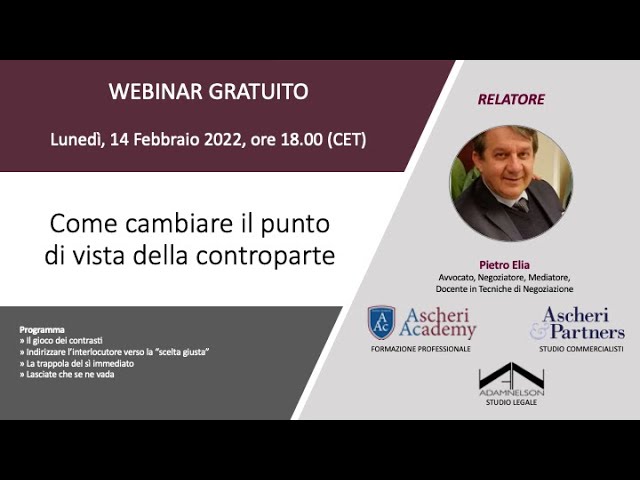 Webinar: Come Cambiare il Punto di Vista della Controparte
