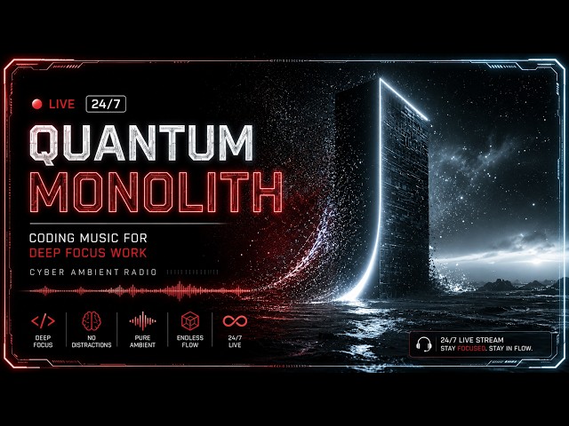 🔴 24/7 QUANTUM MONOLITH ⚡ Coding Music for Deep Focus Work | Cyber Ambient Radio