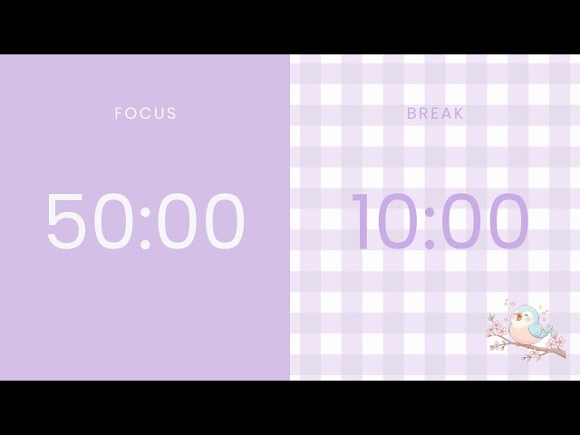 50/10 Pomodoro Timer 🍅 8 HOURS SILENT (No Music) ⏰ Timer Silencioso con Pájaros