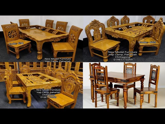 Wooden modern dining table and modern chairs design | Wooden dining sets design latest