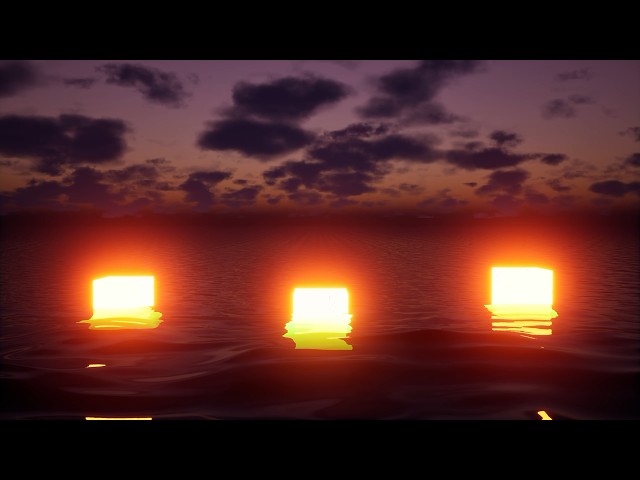 Three Glowing Cubes Neon Motion Background | 1 Hour Sunset VJ Loop Screensaver