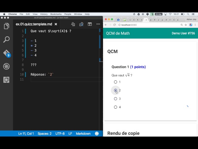 Math QCM / Quizz demo (Markdown + LaTeX)
