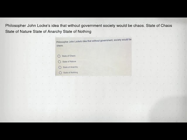 Philosopher John Locke's idea that without government society would be chaos. State of Chaos State o