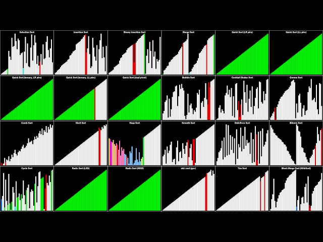 Visualization of 24 Sorting Algorithms In 2 Minutes
