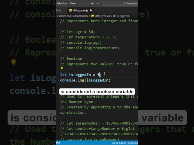 Boolean Data Type In Javascript #javascript #javascripttutorial
