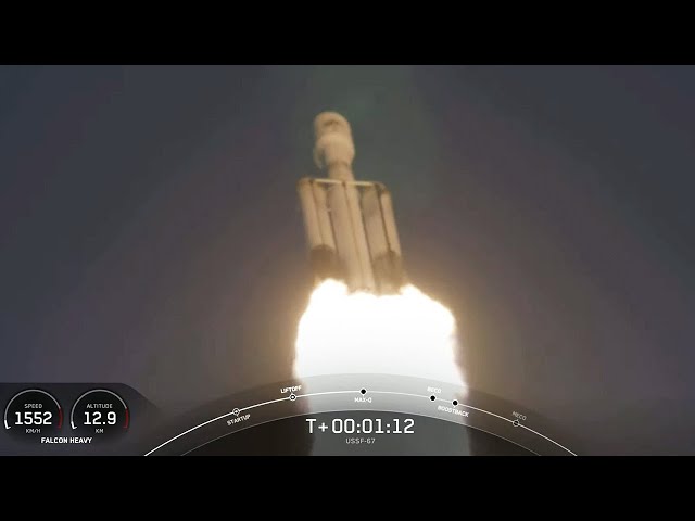 SpaceX Falcon Heavy launches classified USSF-67 Space Force mission, nails landings