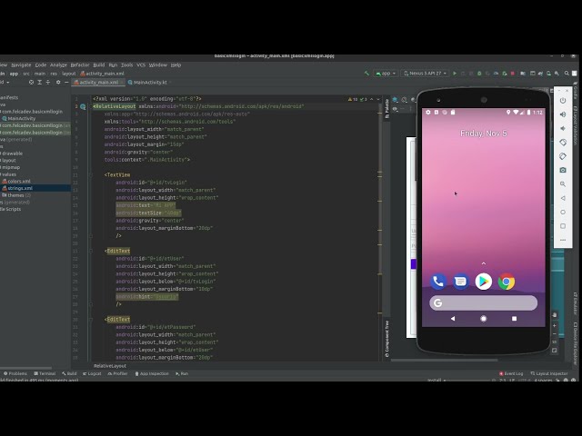 Login basico en Android Studio con XML