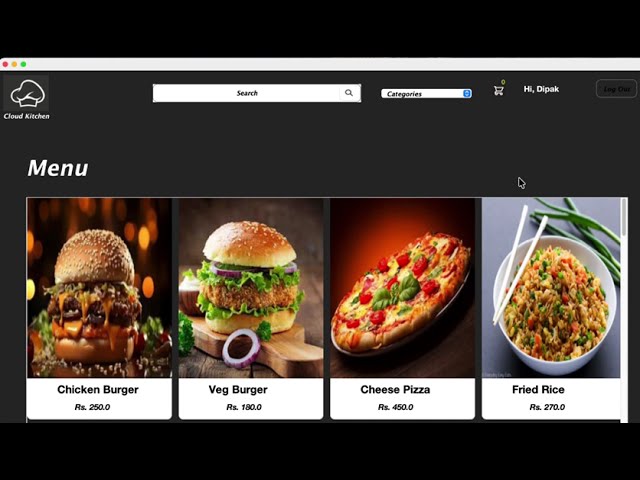 Cloud Kitchen - Java Swing Project Demo