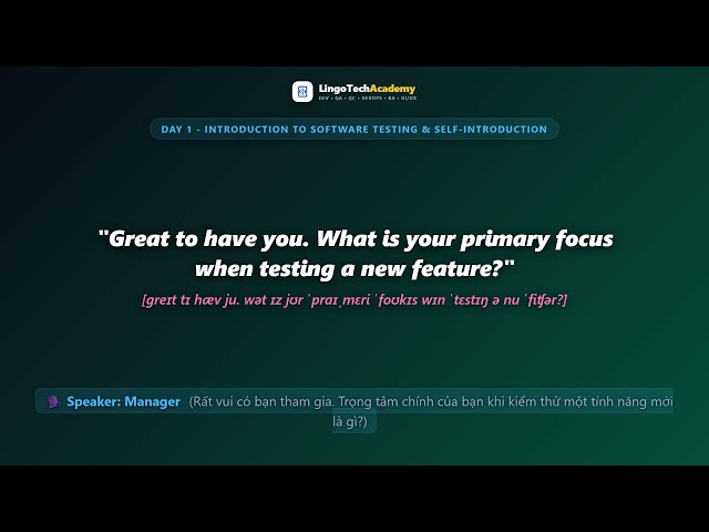 🚀 Day 1 - Introduction to Software Testing & Self-Introduction | English for QA & QC Professionals