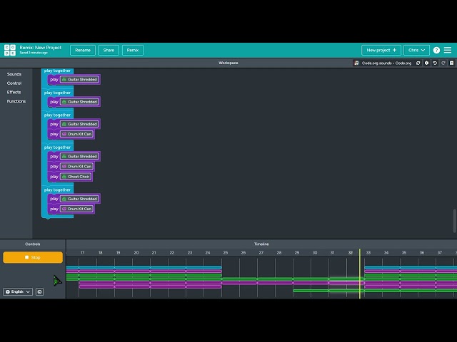 I made a hard rock beat in Code.Org.....