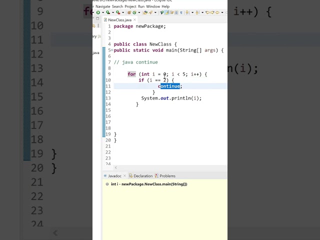 continue statement in java #java #coding