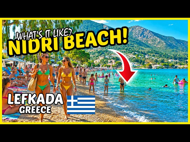 Nidri (Nydri) Beach Walk 🏖️☀️ 🇬🇷 | Lefkada (Lefkas), Greece Beaches