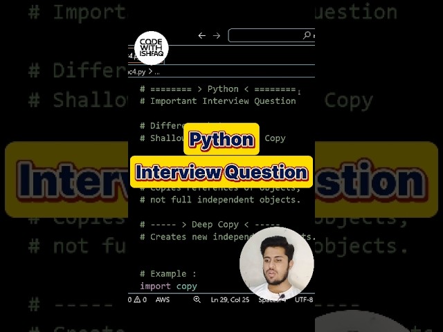 Python Interview Questions and Answers | Shallow Copy vs Deep Copy | Crack Your Python Interviews