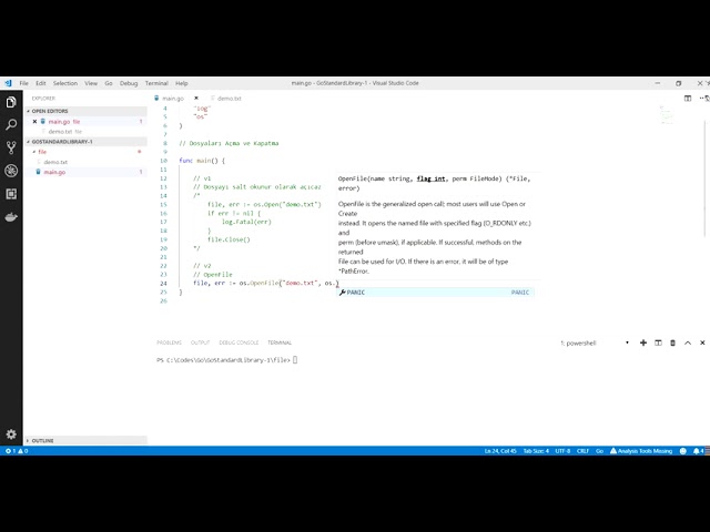 Go Programlama : Go ile Dosya Açma, Kapatma İşlemleri